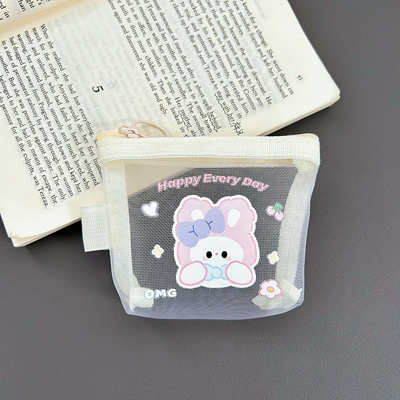 Cartoon Net Coin Purse CUTE CHANGE opslagzak transparante draagbare kaartzak rode envelop mini opslagzak