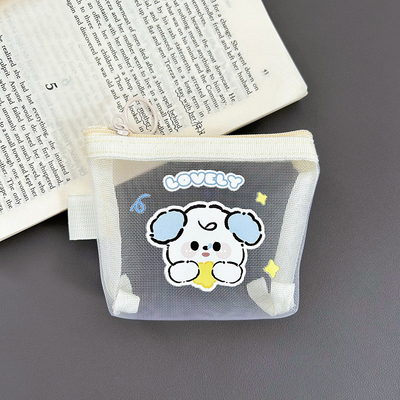 Cartoon Net Coin Purse CUTE CHANGE opslagzak transparante draagbare kaartzak rode envelop mini opslagzak