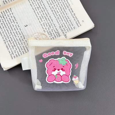 Cartoon Net Coin Purse CUTE CHANGE opslagzak transparante draagbare kaartzak rode envelop mini opslagzak