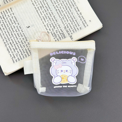 Cartoon Net Coin Purse CUTE CHANGE opslagzak transparante draagbare kaartzak rode envelop mini opslagzak