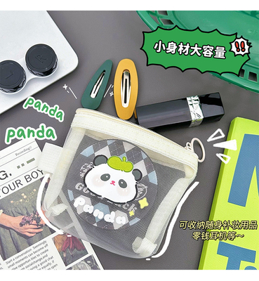 Cartoon Net Coin Purse CUTE CHANGE opslagzak transparante draagbare kaartzak rode envelop mini opslagzak