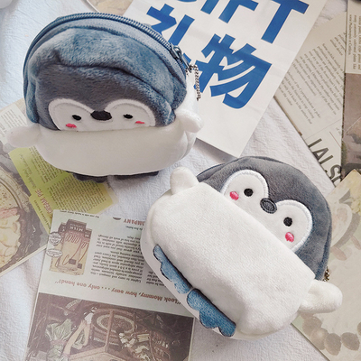 Schattig schattig klein pinguïn munt port portefeuille rode envelop data lijn tas munt tas