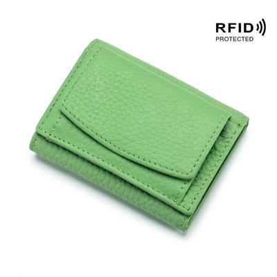 Anti-diefstal borstel dames lederen portemonnee korte kaart tas drievoudige kleine portemonnee RFID MINI koeienhuid munt portemonnee cross-bord