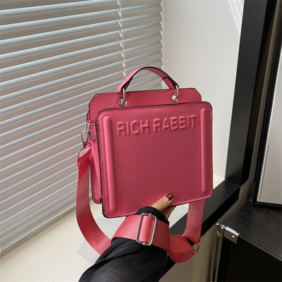Eenvoudige mode brieftas dames nieuwe in commuter handtas klein vierkant tas senior textuur breed schouderband kruislichaam