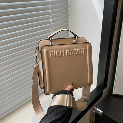Eenvoudige mode brieftas dames nieuwe in commuter handtas klein vierkant tas senior textuur breed schouderband kruislichaam