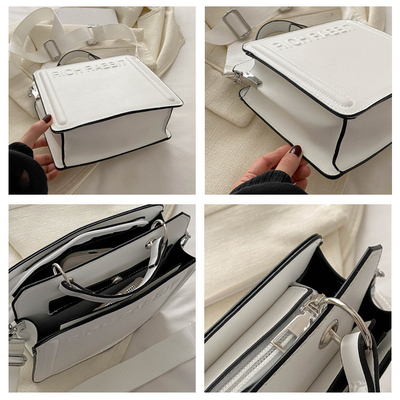 Eenvoudige mode brieftas dames nieuwe in commuter handtas klein vierkant tas senior textuur breed schouderband kruislichaam
