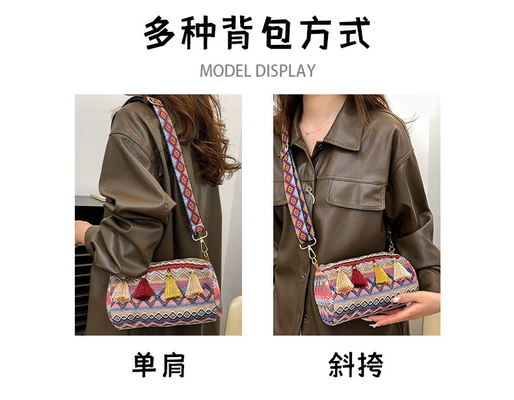 FASHION CHINESE NATIONAL STYLE breed schouderband kussensak kruislichaam zak gestreepte schouderzak damesak