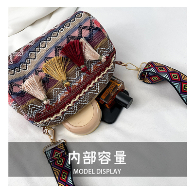 FASHION CHINESE NATIONAL STYLE breed schouderband kussensak kruislichaam zak gestreepte schouderzak damesak