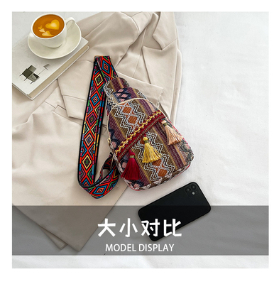 Nieuwe Chinese mode enkel schouder over het lichaam tas net rood simpel etnische stijl kleine tas textuur borst tas dames tas