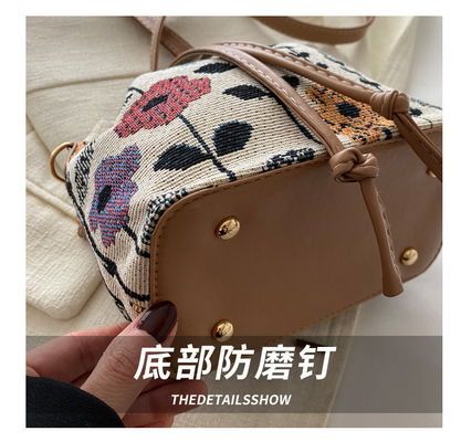 Nieuw Chinees NATIONAL WIND ARCHIPIT BUCKET BAG SIMPLE FASHION TENDEN ZOMER Nieuwe Linnen STYLE HIGH-GRADE SENSE enkelvoudige schouder