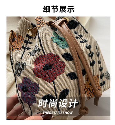 Nieuw Chinees NATIONAL WIND ARCHIPIT BUCKET BAG SIMPLE FASHION TENDEN ZOMER Nieuwe Linnen STYLE HIGH-GRADE SENSE enkelvoudige schouder