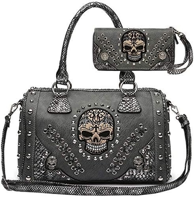 Sugar Skull Dag van de Doden Punk Art Tas Afneembare Riem Vrouwen Tasje Handtasje Schoudertasje Portemonnee Set