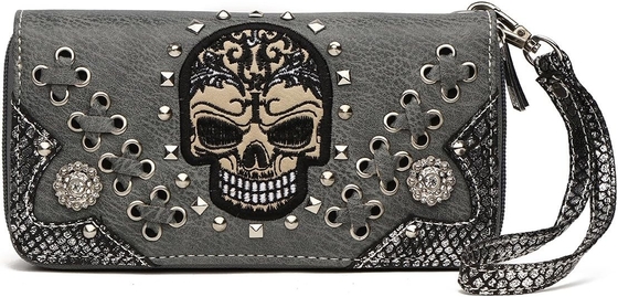 Sugar Skull Dag van de Doden Punk Art Tas Afneembare Riem Vrouwen Tasje Handtasje Schoudertasje Portemonnee Set