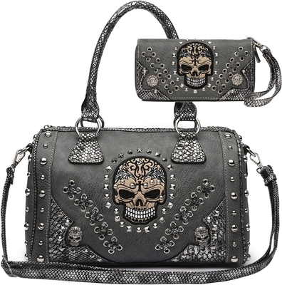 Sugar Skull Dag van de Doden Punk Art Tas Afneembare Riem Vrouwen Tasje Handtasje Schoudertasje Portemonnee Set