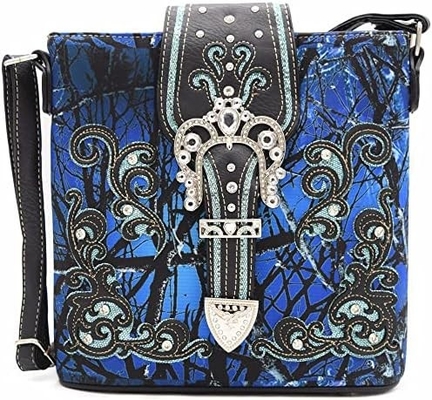 Camouflage Rhinestone Kruis Pistool Buckle Western Crossbody Handtassen Cowgirl Country Geplakte Handtas Vrouwen Single Shoulder