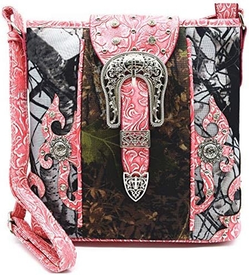Camouflage Rhinestone Kruis Pistool Buckle Western Crossbody Handtassen Cowgirl Country Geplakte Handtas Vrouwen Single Shoulder