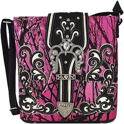 Camouflage Rhinestone Kruis Pistool Buckle Western Crossbody Handtassen Cowgirl Country Geplakte Handtas Vrouwen Single Shoulder