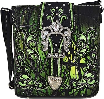 Camouflage Rhinestone Kruis Pistool Buckle Western Crossbody Handtassen Cowgirl Country Geplakte Handtas Vrouwen Single Shoulder