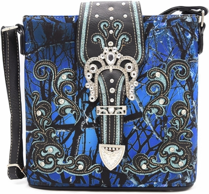 Camouflage Rhinestone Kruis Pistool Buckle Western Crossbody Handtassen Cowgirl Country Geplakte Handtas Vrouwen Single Shoulder