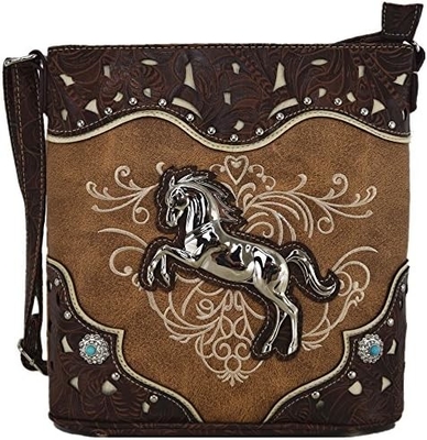 Westerse stijl paard zak geborduurde bloemrijke steen studenten kruislichaam handtassen cowgirl land vrouwen single shoulder b