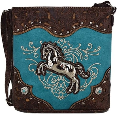 Westerse stijl paard zak geborduurde bloemrijke steen studenten kruislichaam handtassen cowgirl land vrouwen single shoulder b
