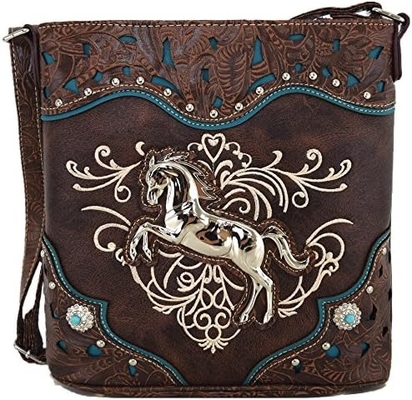 Westerse stijl paard zak geborduurde bloemrijke steen studenten kruislichaam handtassen cowgirl land vrouwen single shoulder b