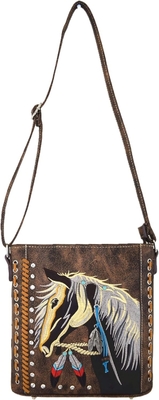 Westerse stijl paard zak geborduurde bloemrijke steen studenten kruislichaam handtassen cowgirl land vrouwen single shoulder b