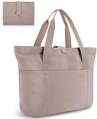 BAGSMART Tote Bag voor vrouwen, vouwbare Tote Bag met rits Grote schoudertas Top Handle Handtas voor reizen, werk