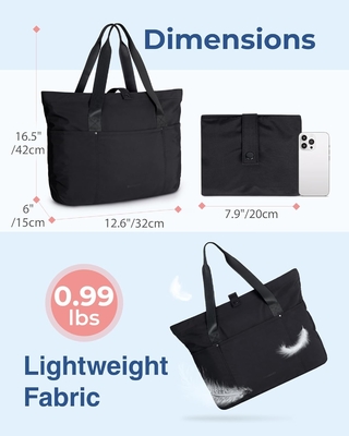 BAGSMART Tote Bag voor vrouwen, vouwbare Tote Bag met rits Grote schoudertas Top Handle Handtas voor reizen, werk