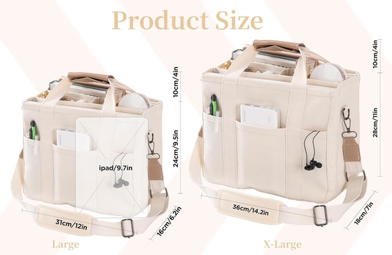 Canvas Tote Bag met meerdere zakken Crossbody Tote Bag voor vrouwen trendy schouder handtas Alles Tote Bag met Compart