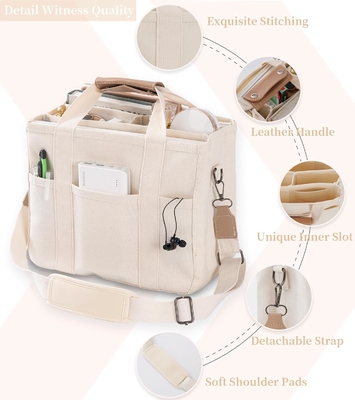 Canvas Tote Bag met meerdere zakken Crossbody Tote Bag voor vrouwen trendy schouder handtas Alles Tote Bag met Compart