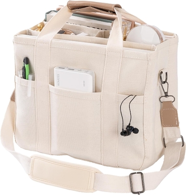 Canvas Tote Bag met meerdere zakken Crossbody Tote Bag voor vrouwen trendy schouder handtas Alles Tote Bag met Compart