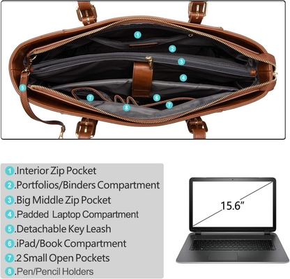 Lovevook laptopzak voor vrouwen, gestructureerde leer computerzak, professionele werktas, leraar/advocaat keuze,