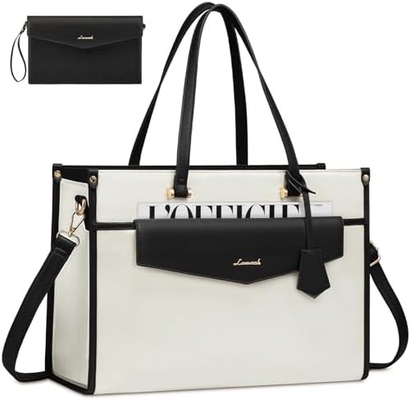 LOVEVOOK Laptop Bag voor vrouwen, 15,6 inch Laptop Tote Bag 2-in-1 Professionele werktas Business koffer met koppeling