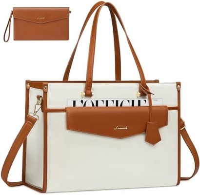 LOVEVOOK Laptop Bag voor vrouwen, 15,6 inch Laptop Tote Bag 2-in-1 Professionele werktas Business koffer met koppeling