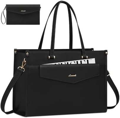 LOVEVOOK Laptop Bag voor vrouwen, 15,6 inch Laptop Tote Bag 2-in-1 Professionele werktas Business koffer met koppeling