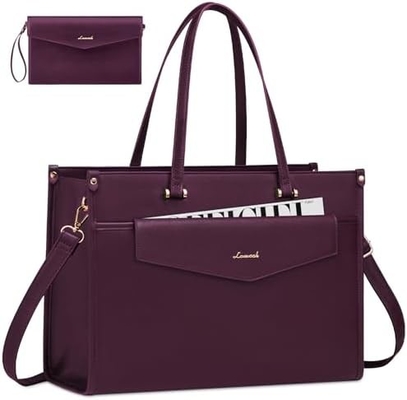 LOVEVOOK Laptop Bag voor vrouwen, 15,6 inch Laptop Tote Bag 2-in-1 Professionele werktas Business koffer met koppeling