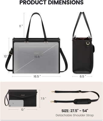 LOVEVOOK Laptop Bag voor vrouwen, 15,6 inch Laptop Tote Bag 2-in-1 Professionele werktas Business koffer met koppeling