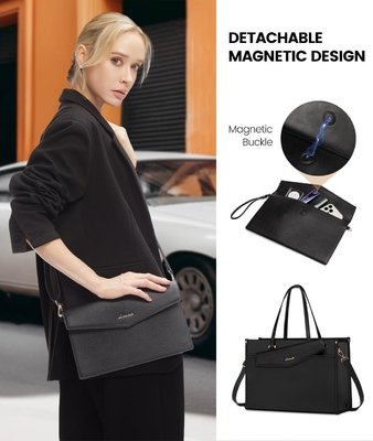 LOVEVOOK Laptop Bag voor vrouwen, 15,6 inch Laptop Tote Bag 2-in-1 Professionele werktas Business koffer met koppeling