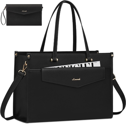 LOVEVOOK Laptop Bag voor vrouwen, 15,6 inch Laptop Tote Bag 2-in-1 Professionele werktas Business koffer met koppeling