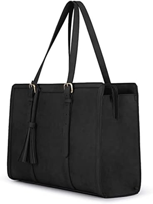 Vrouwen 15,6 inch TOTE BAGEN PU LEER computertas voor kantoor met 3 lagen compartimenten