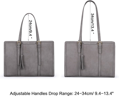Vrouwen 15,6 inch TOTE BAGEN PU LEER computertas voor kantoor met 3 lagen compartimenten