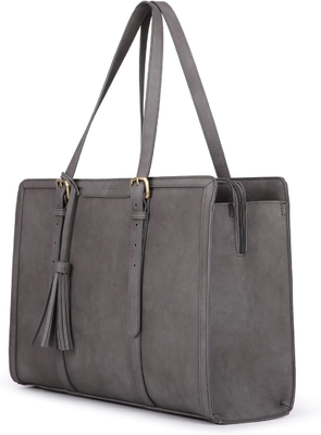 Vrouwen 15,6 inch TOTE BAGEN PU LEER computertas voor kantoor met 3 lagen compartimenten