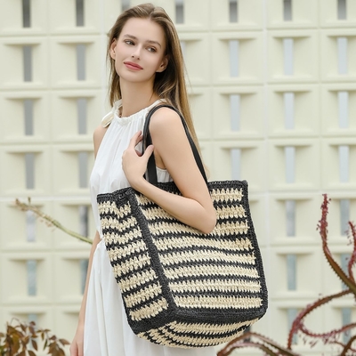 HERALD Grote handgemaakte stro-tote handtas voor vrouwen, zomer strand weven chique geweven schouder tassen voor reizen