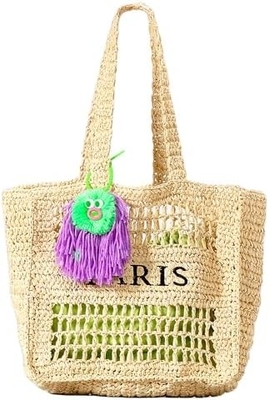 Herald Straw Mesh Beach Tote Bag voor vrouwen, grote zomer lichtgewicht opvouwbare geweven schoudertassen voor reizen