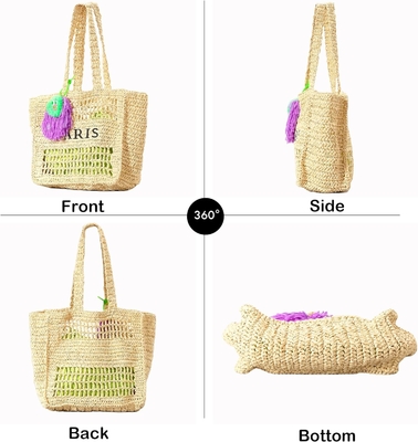 Herald Straw Mesh Beach Tote Bag voor vrouwen, grote zomer lichtgewicht opvouwbare geweven schoudertassen voor reizen