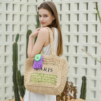 Herald Straw Mesh Beach Tote Bag voor vrouwen, grote zomer lichtgewicht opvouwbare geweven schoudertassen voor reizen