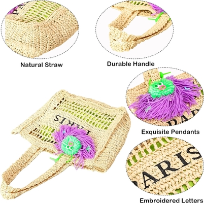 Herald Straw Mesh Beach Tote Bag voor vrouwen, grote zomer lichtgewicht opvouwbare geweven schoudertassen voor reizen