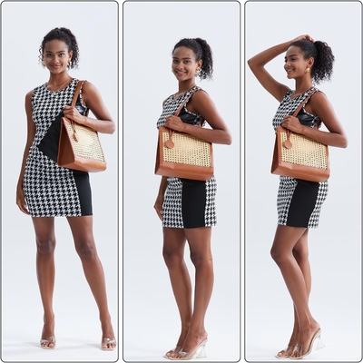 Straw beach bag voor vrouwen ZOMER Woven RATTAN TOTE BAG Straw bags en handtassen voor de vakantie met hanger