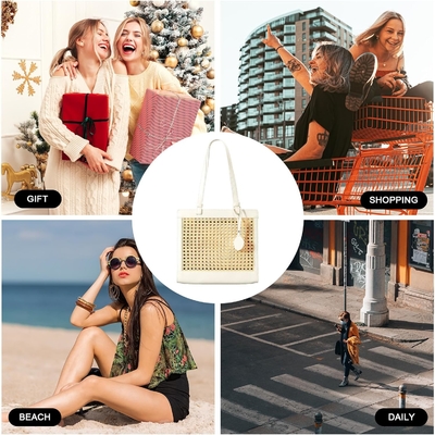 Straw beach bag voor vrouwen ZOMER Woven RATTAN TOTE BAG Straw bags en handtassen voor de vakantie met hanger